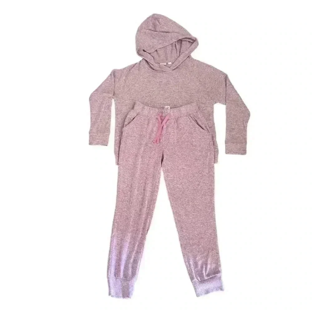 Gap Girls Heather Pink Long Sleeves Hooded Top and Bottom Set SZ S # 1084